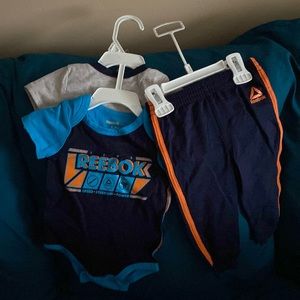 Reebok onesie set (2) onesies (1) pant all 6-9 months